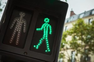 Pedestrian traffic signal in California.